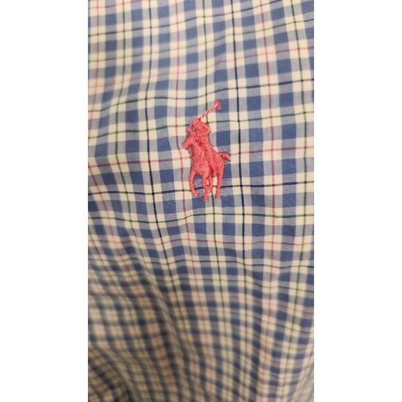 Ralph Lauren Button Up Shirt White Blue Black Red Green Check Mens Small EUC - Picture 10 of 13